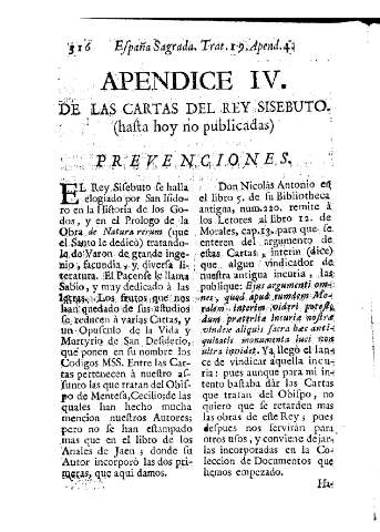 [Apendice IV. De las cartas del Rey Sisebuto] 316