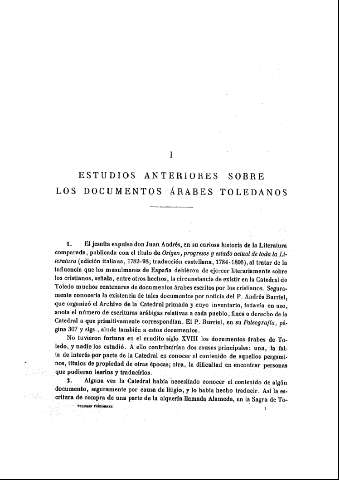 [I. Estudios anteriores sobre los documentos árabes toledanos] 1